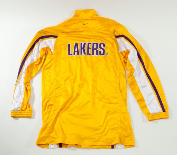 2000 RON HARPER LOS ANGELES LAKERS NBA FINALS GAME WORN GOLD WARM UP JACKET WITH FINALS PATCH