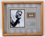 LOU GEHRIG SIGNED FRAMED CUT WITH PHOTO (UNSIGNED) AND NAME PLATE WITH CAREER STATISTICS