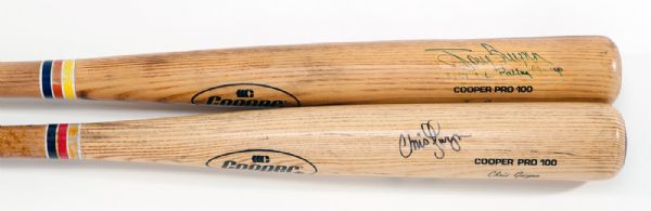 LOT OF (2) TONY GWYNN AND CHRIS GWYNN SIGNED AND GAME USED COOPER BATS