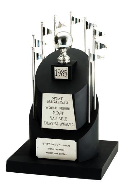 BRET SABERHAGENS 1985 WORLD SERIES MVP TROPHY (SABERHAGEN LOA) 