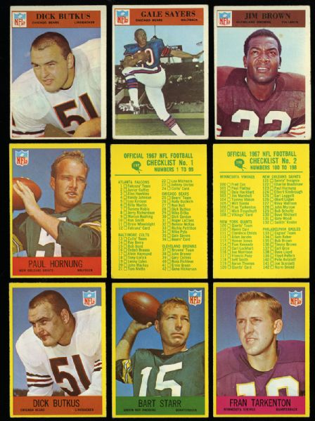  1965 (118/198), 1966 (73/198), AND 1967 (188/198) PHILADELPHIA FOOTBALL LOT OF 379 DIFFERENT