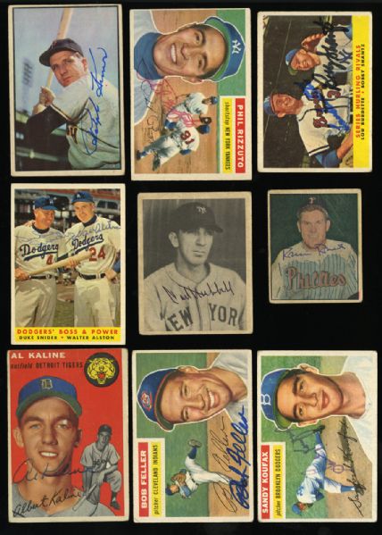  1930S-1960S SIGNED BASEBALL CARD LOT OF OVER 135 WITH HALL OF FAMERS