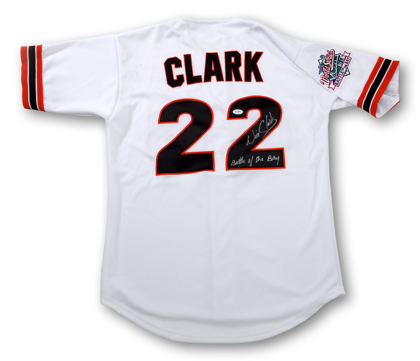 Lot Detail - WILL CLARK SIGNED SAN FRANCISCO GIANTS JERSEY WITH 1989 WORLD  SERIES PATCH AND INSCRIBED BATTLE OF THE BAY