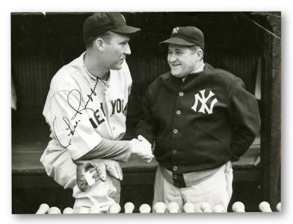1937 CHARLIE "RED" RUFFING SIGNED ORIGINAL BLACK AND WHITE PHOTOGRAPH WITH JOE MCCARTHY