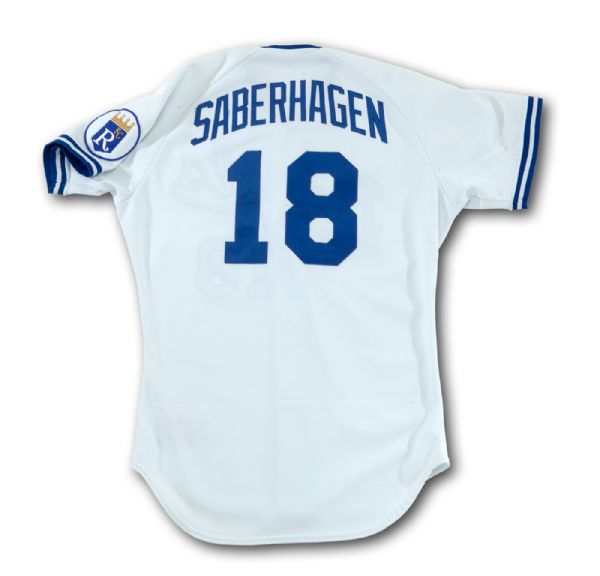 BRET SABERHAGENS 1989 SIGNED KANSAS CITY ROYALS GAME WORN HOME JERSEY (CY YOUNG YEAR) (SABERHAGEN LOA) 