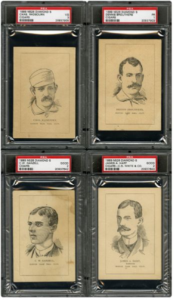  1889 N526 DIAMOND S CIGARS PSA GRADED LOT OF 4 INC. BROUTHERS, AND RADBOURNE