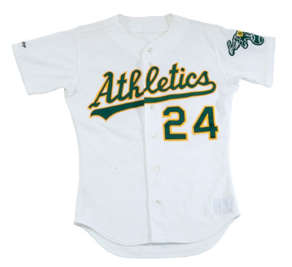 1991 RICKEY HENDERSON OAKLAND A’S GAME WORN HOME JERSEY