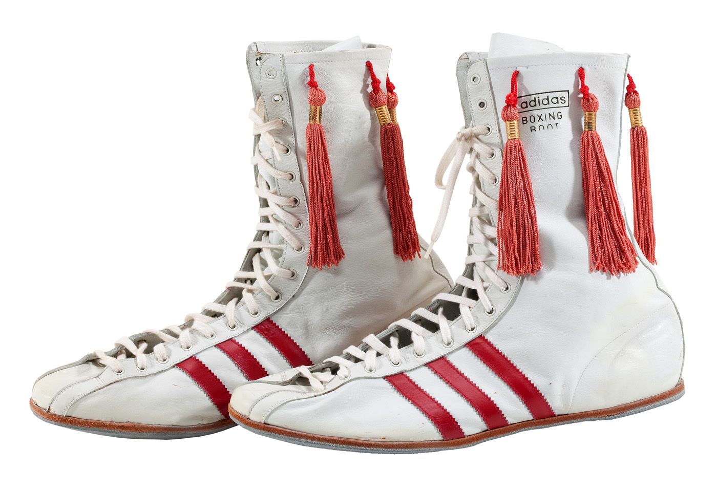 Lot Detail - MUHAMMAD ALI'S ALTERNATE ADIDAS BOXING SHOES ISSUED FOR ALI/FRAZIER  1 