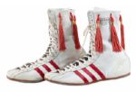 MUHAMMAD ALIS ALTERNATE ADIDAS BOXING SHOES ISSUED FOR ALI/FRAZIER 1 "THE FIGHT OF THE CENTURY" MARCH 8, 1971