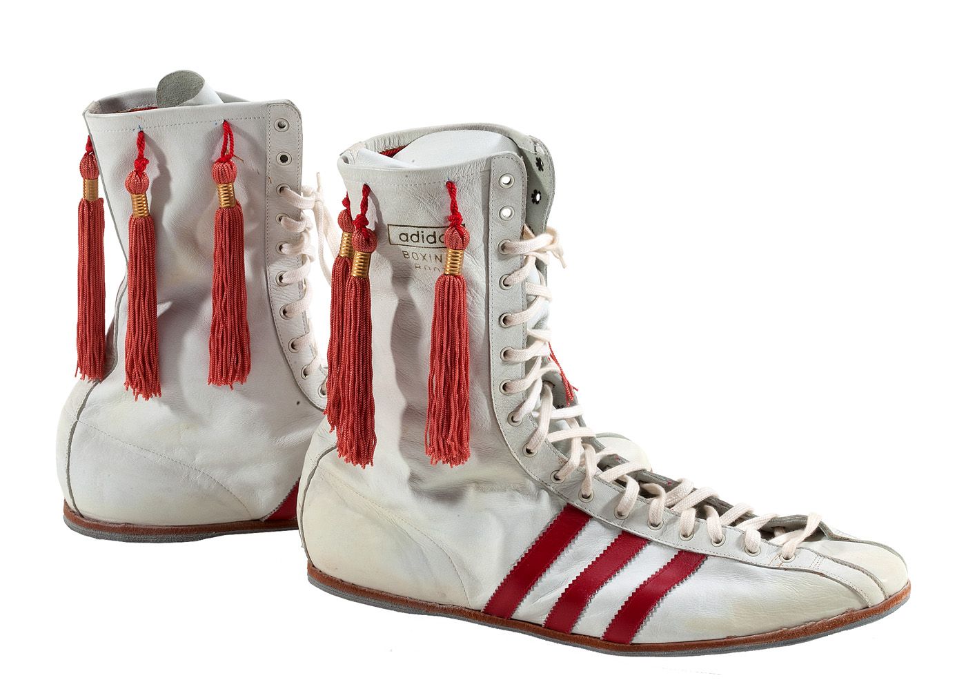 Lot Detail - MUHAMMAD ALI'S ALTERNATE ADIDAS BOXING SHOES ISSUED FOR ALI/FRAZIER  1 
