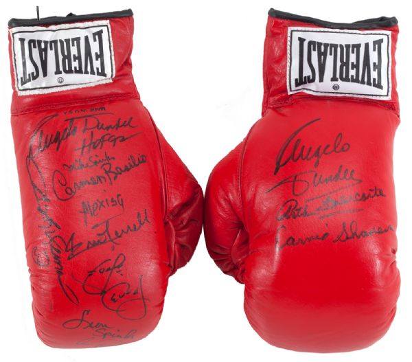 ANGELO DUNDEES PAIR OF MULTI-SIGNED BOXING GREATS EVERLAST GLOVES