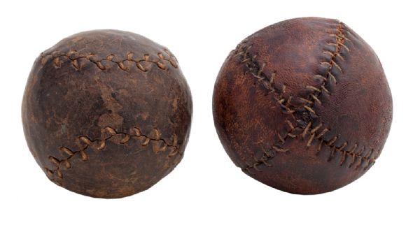 C.1870’S-1900 LEMON PEEL AND FIGURE EIGHT PAIR OF EARLY BASEBALLS