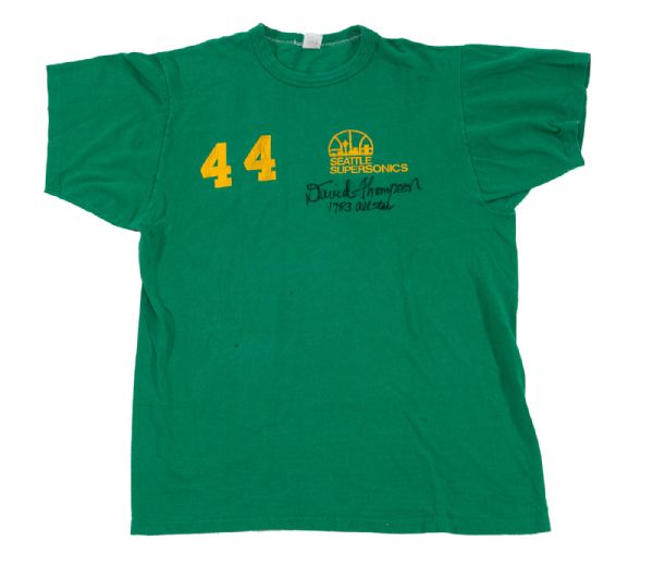 DAVID THOMPSON’S AUTOGRAPHED 1982-83 SEATTLE SUPERSONICS PRACTICE WORN SHIRT USED AT 1983 ALL-STAR GAME