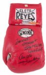 GEORGE FOREMAN FIGHT WORN (SPLIT) BOXING GLOVE VS. ALEX STEWART APRIL 11, 1992 INSCRIBED BY ANGELO DUNDEE