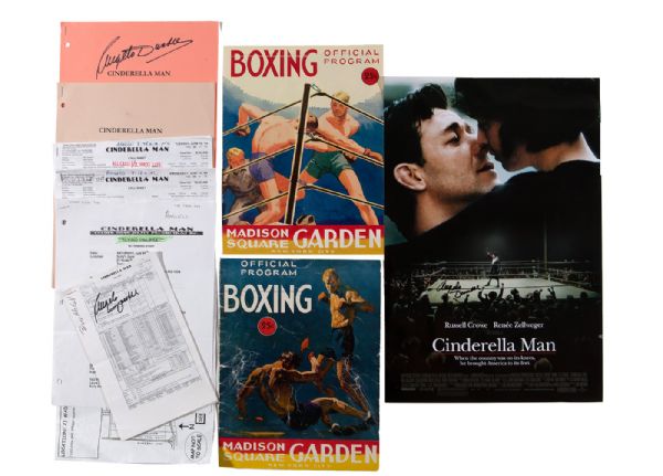ANGELO DUNDEES MOVIE PROP PROGRAMS, CALL SHEETS, SCRIPT REVISIONS AND SIGNED MOVIE POSTER FOR 2005 FILM "CINDERELLA MAN"