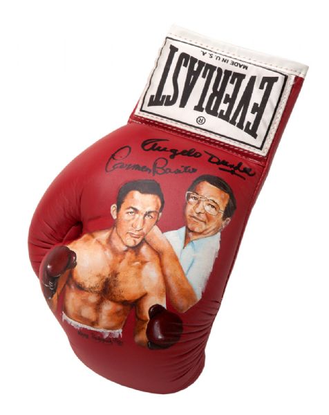 ANGELO DUNDEE AND CARMEN BASILIO HAND PAINTED EVERLAST BOXING GLOVE