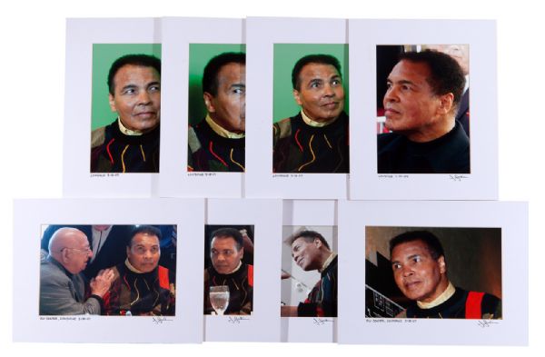 BOXED SET OF (8) ORIGINAL PHOTOGRAPHS OF MUHAMMAD ALI AT MUHAMMAD ALI CENTER IN LOUISVILLE, KY. MARCH 18, 2007 SIGNED BY PHOTOGRAPHER JEFF JULIAN