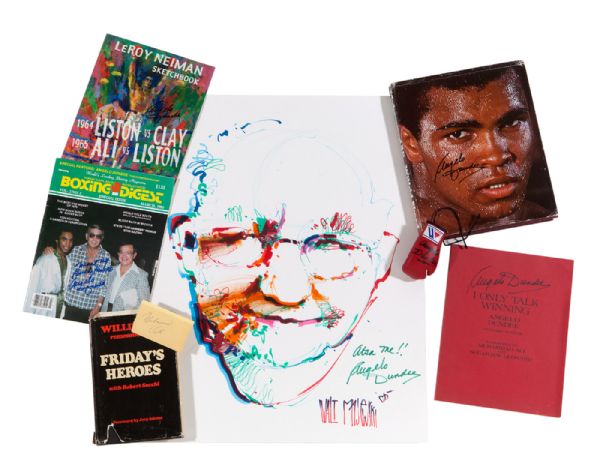 LOT OF (8) MISC. AUTOGRAPHED ITEMS FROM THE ESTATE COLLECTION OF ANGELO DUNDEE
