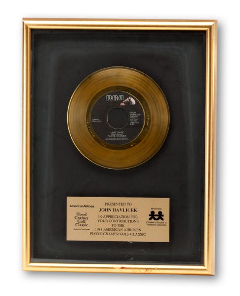 JOHN HAVLICEKS 1988 AMERICAN AIRLINES FLOYD CRAMER GOLF CLASSIC GOLD RECORD AWARD (HAVLICEK LOA)
