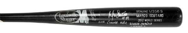 2012 MARCO SCUTARO SIGNED AND INSCRIBED WORLD SERIES GAME USED LOUISVILLE SLUGGER M9 PROFESSIONAL MODEL BAT (PSA/DNA GU10)