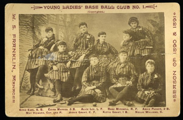 1890 & 1891 YOUNG LADIES BASE BALL CLUB NO. 1 CABINET CARD