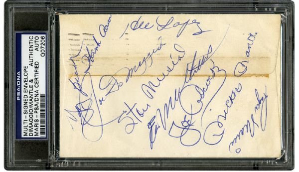  MULTI SIGNED ENVELOPE INC MANTLE AND MARIS DATED FROM THE HISTORIC 1961 SEASON PSA/DNA AUTH
