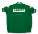 JOHN HAVLICEK’S SIGNED BOSTON CELTICS GREEN ROAD GAME WORN JACKET WITH NAME PLATE ON REVERSE (HAVLICEK LOA)
