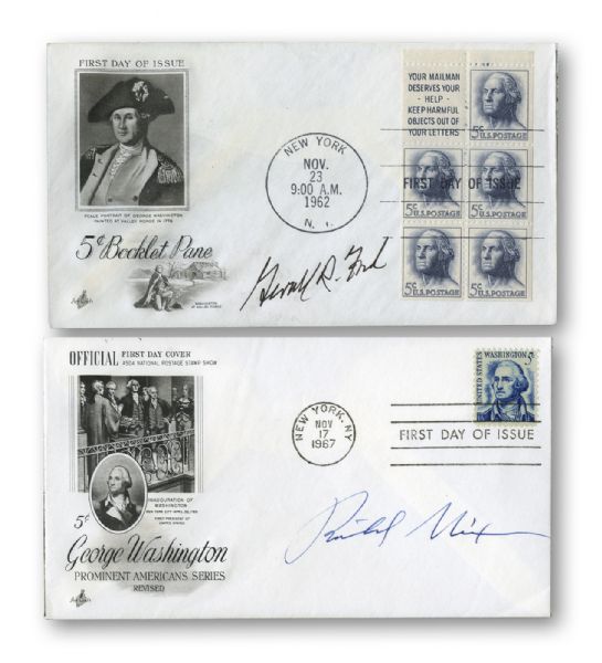 RICHARD NIXON AND GERALD FORD PRESIDENTIAL SIGNED PAIR OF FIRST DAY COVERS