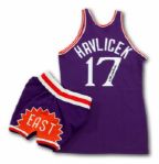 JOHN HAVLICEK’S 1975 SIGNED NBA ALL-STAR GAME WORN JERSEY AND SHORTS (HAVLICEK LOA)  