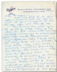 GEORGE SISLERS 1950 FOUR-PAGE HANDWRITTEN LETTER TO GEORGE SISLER JR. ON BROOKLYN DODGERS LETTERHEAD W/ BASEBALL CONTENT (SISLER FAMILY LOA) 