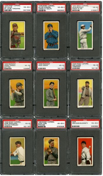  1909-11 T206 VG-EX PSA 4 HALL OF FAME LOT OF 13 DIFFERENT