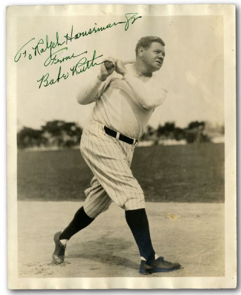  EXCEPTIONAL BABE RUTH AUTOGRAPHED 8" BY 10" PHOTOGRAPH (PSA/DNA MINT 9)