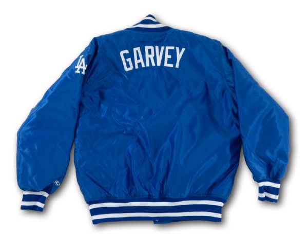 STEVE GARVEYS 1982 SIGNED LAST LOS ANGELES DODGERS GAME WORN WARM-UP JACKET (GARVEY LOA) 