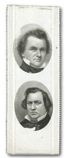  1860 STEPHEN A. DOUGLAS AND HERSCHEL V. JOHNSON DEMOCRATIC TICKET CAMPAIGN RIBBON