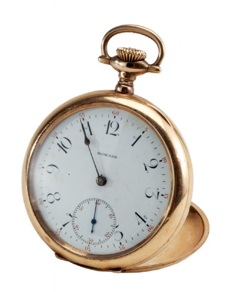 GEORGE SISLERS GOLD MONOGRAMMED AND ENGRAVED POCKET WATCH PRESENTED BY "HIS MICHIGAN FRIENDS MAY 5, 1916" (SISLER FAMILY LOA) 