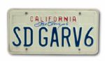 STEVE GARVEYS SIGNED PERSONAL CALIFORNIA LICENSE PLATE "SD GARV6" (GARVEY LOA) 