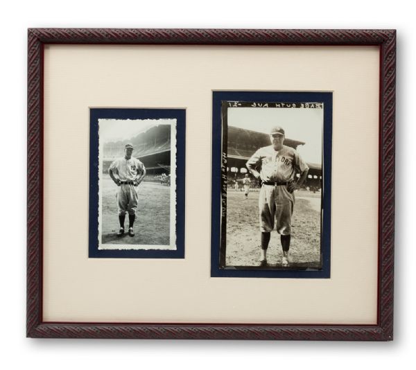 BABE RUTH AND LOU GEHRIG FRAMED PAIR OF VINTAGE PHOTOS 