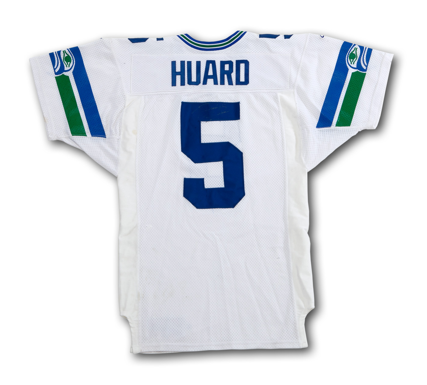 Lot Detail - 1998 BROCK HUARD SEATTLE SEAHAWKS GAME WORN AND SIGNED HOME  JERSEY
