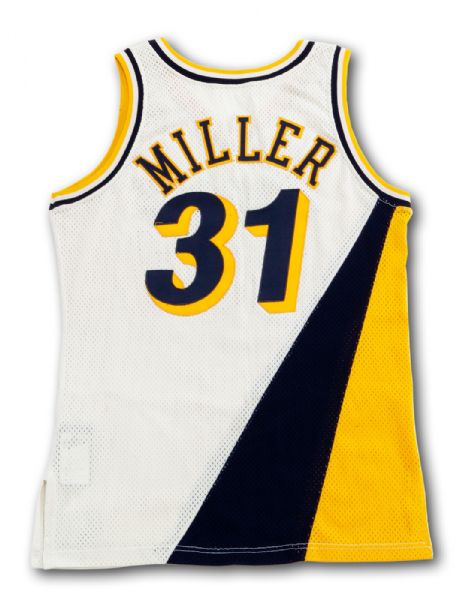 1990 REGGIE MILLER INDIANA PACERS GAME WORN AND SIGNED HOME JERSEY 