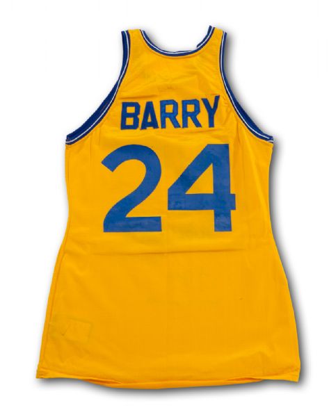 1974 RICK BARRY GOLDEN STATE WARRIORS GAME WORN AND SIGNED HOME JERSEY 