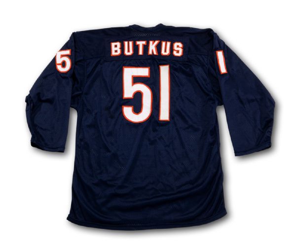 1972 DICK BUTKUS CHICAGO BEARS GAME WORN AND SIGNED ROAD JERSEY (MEARS A10) 