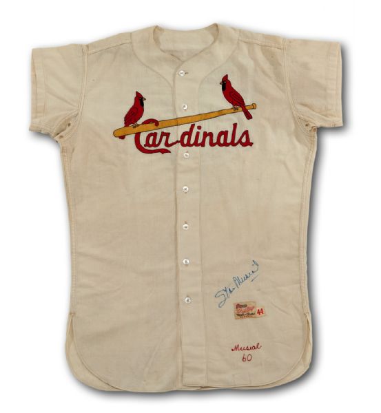 1960 STAN MUSIAL SIGNED ST LOUIS CARDINALS GAME WORN HOME JERSEY 