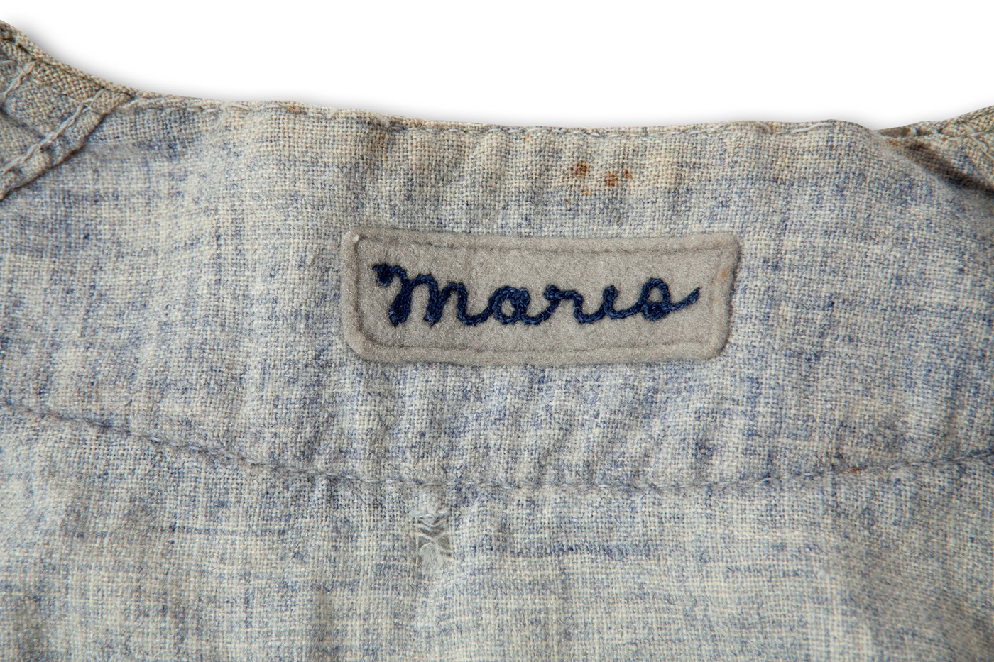 Lot Detail - 1958 ROGER MARIS KANSAS CITY A'S (SECOND YEAR) GAME WORN ROAD  JERSEY ACQUIRED BY ROLLIE FINGERS IN A'S ROOKIE TRAINING CAMP (FINGERS LOA)