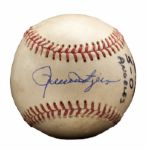 ROLLIE FINGERS 1975 OAKLAND AS FOUR PITCHER NO-HITTER GAME USED AND INSCRIBED BASEBALL (FINGERS LOA) 