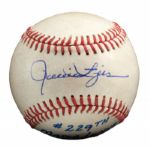ROLLIE FINGERS SEPT. 18, 1980 SIGNED AND INSCRIBED RECORD BREAKING (WILHELM) 229TH ML SAVE GAME USED BASEBALL (FINGERS LOA) 