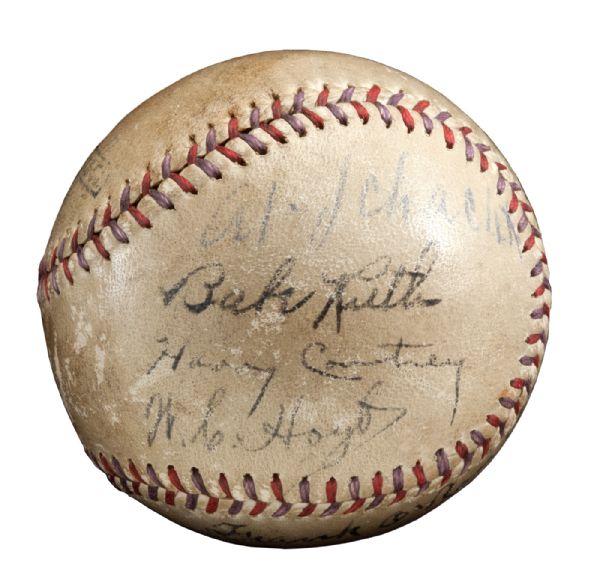  EARLY BABE RUTH SIGNED OAL BASEBALL WITH OTHER SIGNATURES