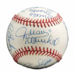 ROLLIE FINGERS MULTI-SIGNED HALL OF FAME INDUCTION BASEBALL INCL. MANTLE (FINGERS LOA) 