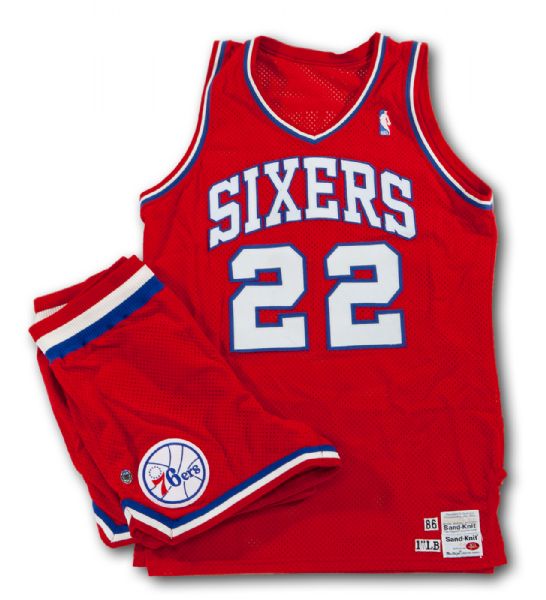  1986/87 ANDREW TONEY PHILADELPHIA 76ERS GAME WORN JERSEY AND SHORTS
