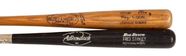  LOT OF (2) 1970S NEW YORK YANKEES GAME USED PROFESSIONAL MODEL BATS - c. 1973-79 FRED STANLEY AND c. 1977-79 ROY WHITE