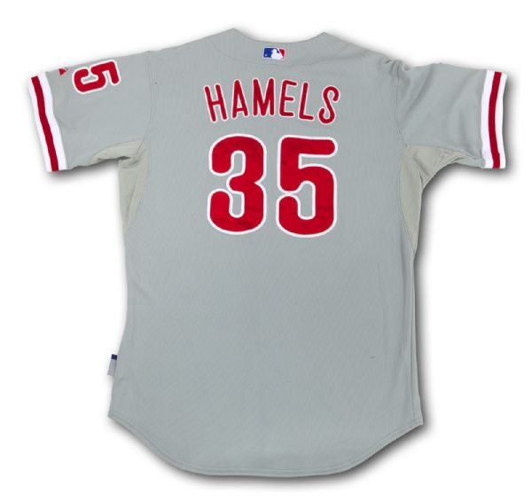 2009 WORLD SERIES COLE HAMELS PHILADELPHIA PHILLIES GAME ISSUED ROAD JERSEY (MLB AUTH.)